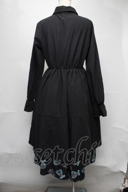 画像2: NieR Clothing / シエルプリントワンピース  黒ｘグリーン S-25-08-05-049-PU-OP-HR-ZS