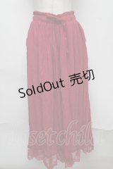 axes femme / 裾レース楊柳ワイドパンツ  赤 S-25-08-07-050-AX-PA-AS-ZS