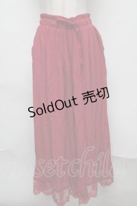 axes femme / 裾レース楊柳ワイドパンツ  赤 S-25-08-07-050-AX-PA-AS-ZS