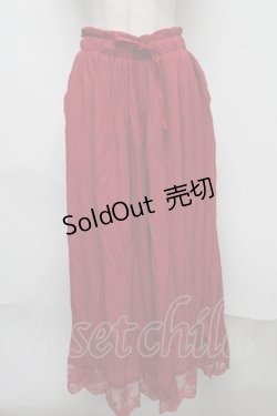 画像1: axes femme / 裾レース楊柳ワイドパンツ  赤 S-25-08-07-050-AX-PA-AS-ZS