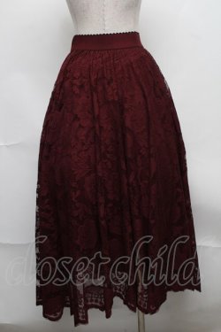 画像2: axes femme / レースサーキュラースカート  ワイン S-25-08-07-051-AX-SK-AS-ZS