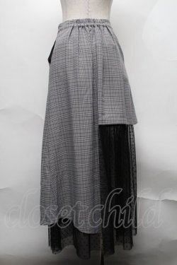 画像2: Ank Rouge / チュール切替チェックスカート  グレーｘ黒 S-25-08-07-053-CA-SK-HR-ZS