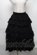 Ank Rouge / シフォンティアードロングスカート  黒 S-25-08-07-056-CA-SK-HR-ZS