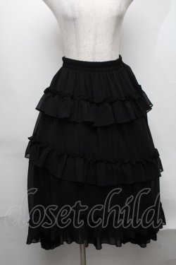 画像1: Ank Rouge / シフォンティアードロングスカート  黒 S-25-08-07-056-CA-SK-HR-ZS
