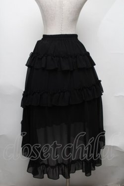 画像2: Ank Rouge / シフォンティアードロングスカート  黒 S-25-08-07-056-CA-SK-HR-ZS