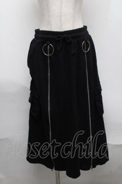 画像1: KRY CLOTHING / リング付きロングスウェットスカート  黒 S-25-08-07-057-EL-SK-AS-ZS