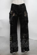 h.ANARCHY / ガーゼ使い編み上げ飛沫ptパンツ  黒 S-25-08-07-060-HN-PA-SZ-ZS