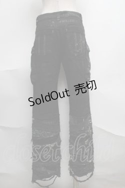 画像2: h.ANARCHY / ガーゼ使い編み上げ飛沫ptパンツ  黒 S-25-08-07-060-HN-PA-SZ-ZS