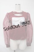 EAT ME / オーガンジースリーブクロススウェットTOP  ワイン S-25-08-07-017-LO-TO-HR-ZS