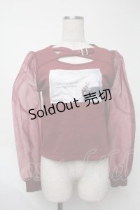 EAT ME / オーガンジースリーブクロススウェットTOP  ワイン S-25-08-07-017-LO-TO-HR-ZS