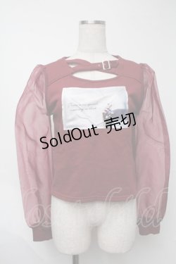 画像1: EAT ME / オーガンジースリーブクロススウェットTOP  ワイン S-25-08-07-017-LO-TO-HR-ZS