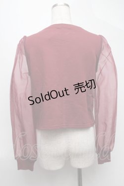 画像2: EAT ME / オーガンジースリーブクロススウェットTOP  ワイン S-25-08-07-017-LO-TO-HR-ZS
