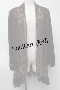 axes femme / 裾プリーツレース切替カーディガン  ブラウン S-25-08-07-022-AX-TO-AS-ZS