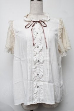 画像1: axes femme / 袖レースブラウス  オフ S-25-08-07-003-AX-BL-HR-ZS
