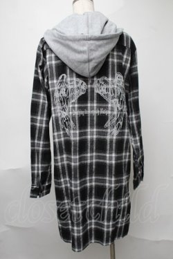 画像2: NieR Clothing / チェックロングシャツ  黒ｘ白 S-25-08-07-026-PU-BL-AS-ZS