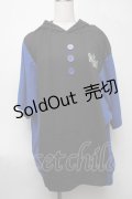NieR Clothing / 半袖パーカー  黒ｘ青 S-25-08-07-028-PU-TO-AS-ZY