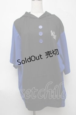 画像1: NieR Clothing / 半袖パーカー  黒ｘ青 S-25-08-07-028-PU-TO-AS-ZY