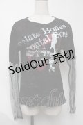 h.ANARCHY / 蜘蛛の巣レースメッシュスリーブカットソー  黒 S-25-08-07-029-HN-TO-SZ-ZS