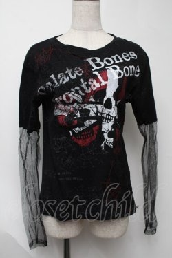 画像1: h.ANARCHY / 蜘蛛の巣レースメッシュスリーブカットソー  黒 S-25-08-07-029-HN-TO-SZ-ZS