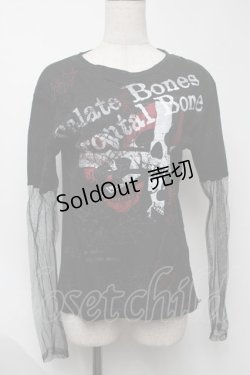 画像1: h.ANARCHY / 蜘蛛の巣レースメッシュスリーブカットソー  黒 S-25-08-07-029-HN-TO-SZ-ZS