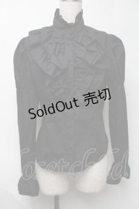 Moi-meme-Moitie / フリルハイネックパフ袖ブラウス  黒 S-25-08-07-030-MO-BL-HR-ZS