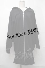 alice auaa / 変形ロングジップパーカー  黒 S-25-08-07-032-AA-BL-HR-ZS