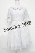 axes femme POETIQUE / レーシー襟付きワンピース  サックス S-25-08-07-034-AX-OP-HR-ZS
