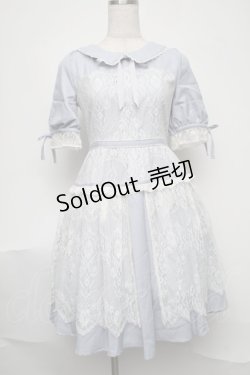 画像1: axes femme POETIQUE / レーシー襟付きワンピース  サックス S-25-08-07-034-AX-OP-HR-ZS