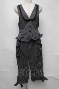axes femme / 千鳥チェックサロペット  グレー S-25-08-07-039-AX-OP-HR-ZS