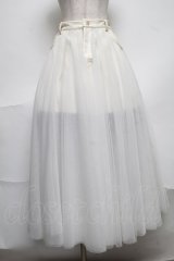 onespo / チュール重ねロングスカート  オフ S-25-08-07-042-EL-SK-HR-ZS