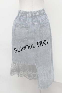 画像2: Ank Rouge / レース切替デニムスカート  ブルー S-25-08-07-049-CA-SK-HR-ZT499