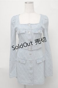 EATME / タイヤジャガードデニムワンピース S サックス S-25-08-08-048-LO-OP-AS-ZS