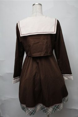 画像2: Amavel / School Check Setup風セーラーワンピース  ブラウン S-25-08-08-049-CA-OP-AS-ZS