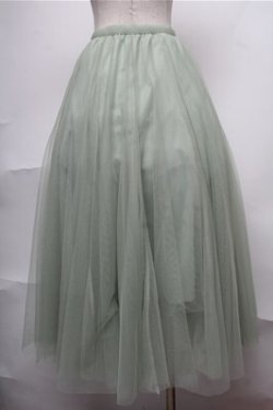 画像2: axes femme / ロングチュールスカート  グリーン S-25-08-08-054-AX-SK-AS-ZS