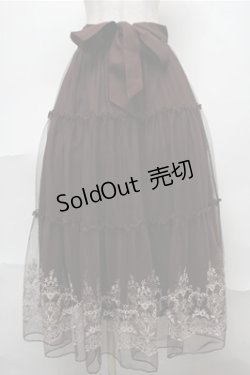 画像1: axes femme / 裾刺繍チュールティアードスカート  ブラウン S-25-08-08-055-AX-SK-AS-ZS