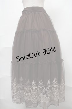 画像2: axes femme / 裾刺繍チュールティアードスカート  ブラウン S-25-08-08-055-AX-SK-AS-ZS