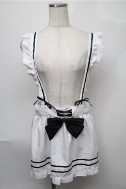 画像1: MARBLE / フリルエプロン  白ｘ黒 S-25-08-08-063-GO-SK-AS-ZS