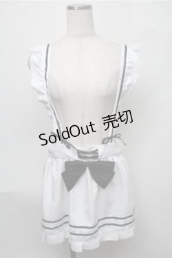 画像1: MARBLE / フリルエプロン  白ｘ黒 S-25-08-08-063-GO-SK-AS-ZS