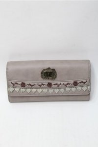 axes femme / バラ刺繍長財布  グレージュ S-25-08-08-013-AX-ZA-AS-ZS