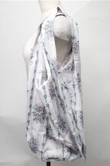 axes femme / 花柄エコバッグ  白ｘラベンダー S-25-08-08-024-AX-BG-AS-ZS