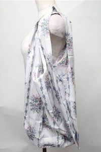 axes femme / 花柄エコバッグ  白ｘラベンダー S-25-08-08-024-AX-BG-AS-ZS