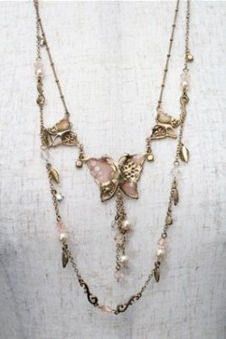 画像2: axes femme / 蝶×ビーズ2連ロングネックレス   S-25-08-08-033-AX-AC-AS-ZS