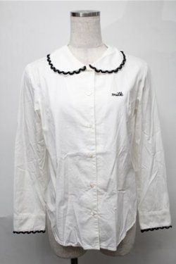 画像1: MILK / ロゴ刺繍ブラウス  白 S-25-08-08-036-ML-BL-AS-ZS