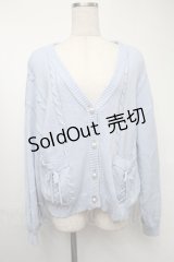 axes femme / ポケットリボンニットカーディガン  サックス S-25-08-09-039-AX-TO-HR-ZS
