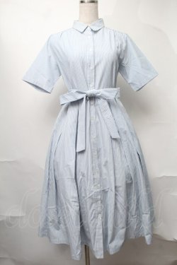 画像1: F＆A / リボンベルト付きストライプシャツワンピース  サックス S-25-08-09-049-LO-OP-AS-ZS