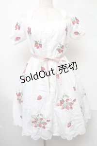 Ank Rouge / ストロベリー刺繍ワンピース  白 S-25-08-09-050-CA-OP-HR-ZS