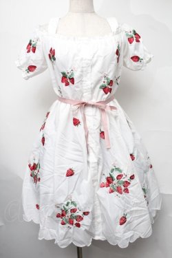画像1: Ank Rouge / ストロベリー刺繍ワンピース  白 S-25-08-09-050-CA-OP-HR-ZS