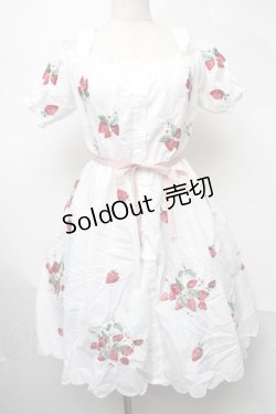 画像1: Ank Rouge / ストロベリー刺繍ワンピース  白 S-25-08-09-050-CA-OP-HR-ZS
