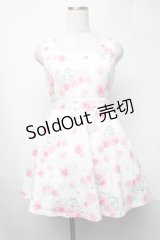 Princess Melody / ティアラローズ柄ワンピース  オフｘピンク S-25-08-09-052-EL-OP-HR-ZS