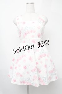 Princess Melody / ティアラローズ柄ワンピース  オフｘピンク S-25-08-09-052-EL-OP-HR-ZS